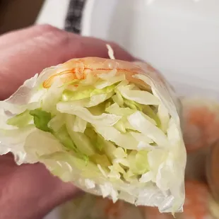 Worst shrimp rolls ever!  I asked for no noodles and got all shredded iceberg lettuce? What happened with carrots, mint, cucumber?