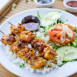 Shrimp Skewers w/ Rice