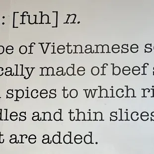 a type of vietnamese soup typically made of beef stock with spices to which rice noodles and thin slices of meat