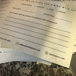 Rate your experience cards