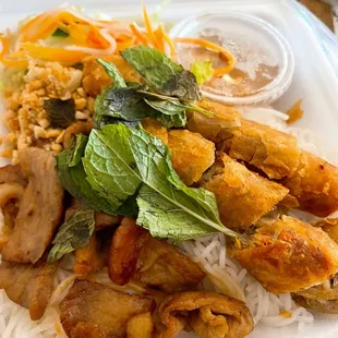 Spring roll and Sirloin Pork Slices Vermicelli