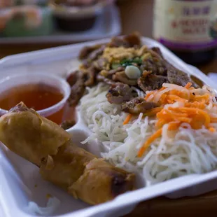 Delicious pork over vermicelli