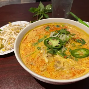 Yum. Spicy chicken pho. Time for a bib