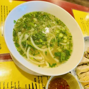 Chicken Pho broth and noodle only