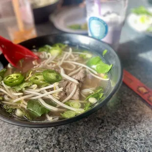 The Steak Pho is so good. Their broth is probably my favorite that we have found across the country and Everything tastes fresh.