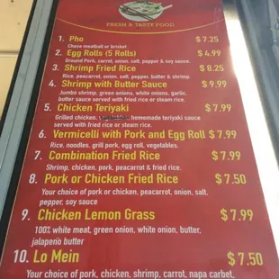 menu