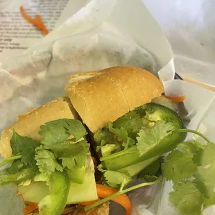 Baguette Bake Shredded Chicken Banh Mi-had already eaten half!