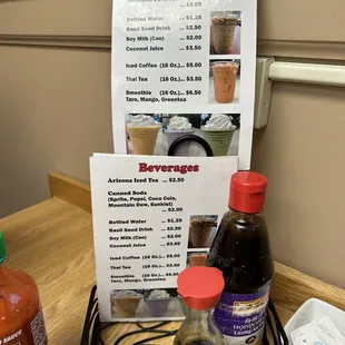 Drink menu