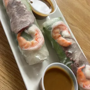 Spring rolls. Light and refreshing. Amazing peanut sauce