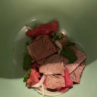 Eye round steak and brisket for the N2 pho