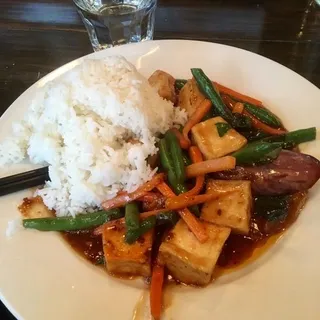 #15 Fried Tofu, Green Beans, Carrots with Miso Dressing Bowl