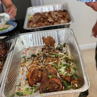 a tray of food being served