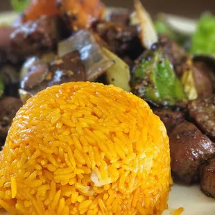 Cubed Steak with tomato rice
