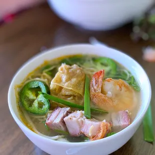 a bowl of soup on a table