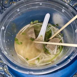 Meatball pho. The broth is unbelievably delicious and so soothing.