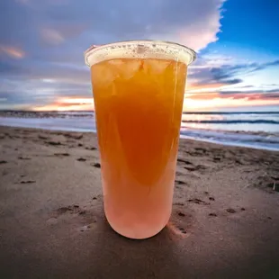 Grapefruit green tea with star jelly