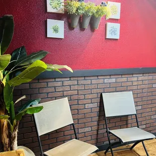 three chairs in a waiting room