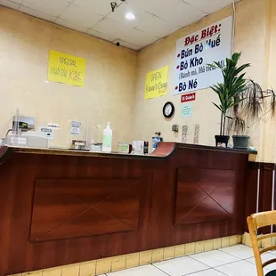 the front desk of a restaurant