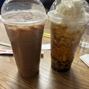 Milk Thai Tea, regular and Kona mocha