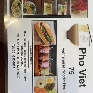 a menu for a restaurant