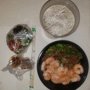 Beef and brisket pho with shrimp