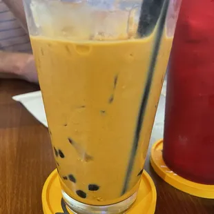 Thai iced tea with boba