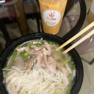 #4 steak pho and Thai iced tea