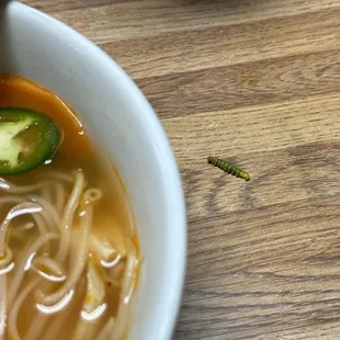There was a worm (catapillar) in my pho...... this place is unsanitary, additional the service is aweful.
