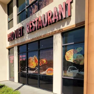 the front of the restaurant