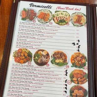 the menu for the restaurant