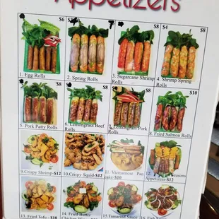 sushi and sashimi, menu