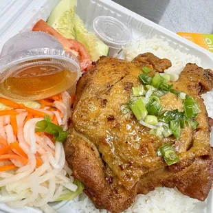 29. Grilled Lemongrass Chicken Leg with Rice