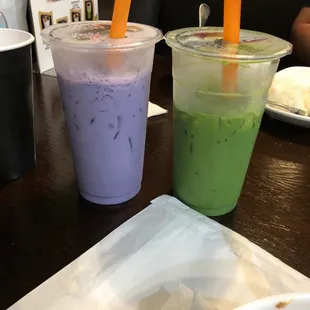 Purple Yam vanilla mill tea, and NEW * Signature Matcha Honeydew Milk Tea