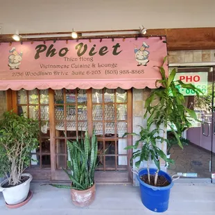 The outside of the restaurant.