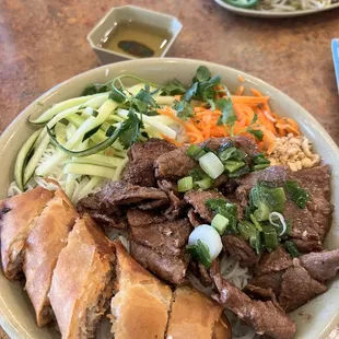 B7. Grilled Beef &amp; Egg Rolls   Bun Bo Nuong, Cha Gio, Tom