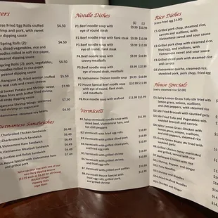 Take-out menu