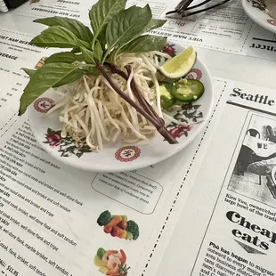 Bean Sprouts, jalapeños and basil to add.