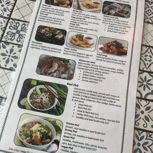 Menu with current prices