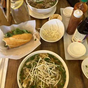 Chicken Pho, Steak and Flank Pho, Grilled Chicken Baguette