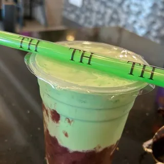 Tri color bean dessert drink with coconut milk