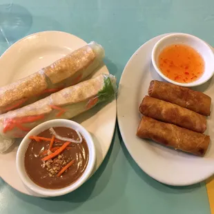 Crispy Egg Rolls and Fresh Tofu Spring Rolls