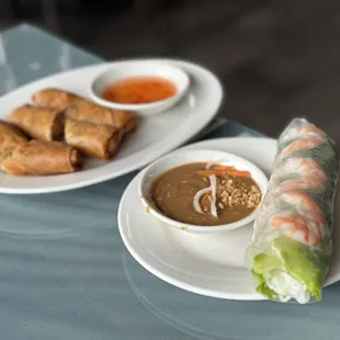 Crispy Egg Roll and Fresh Spring Rolls