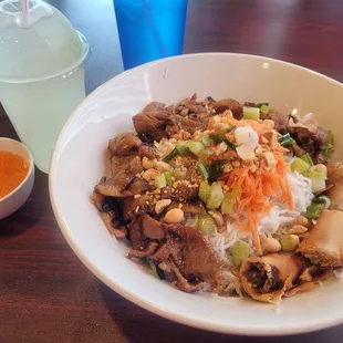 Beef &amp; egg roll vermicelli bowl