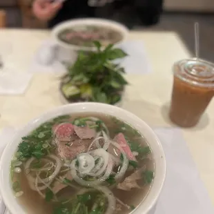Number 8 pho (rare steak, well-done trimmed brisket, flank, tendon, and tripe)