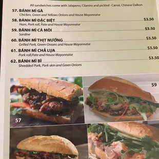 sandwiches, menu