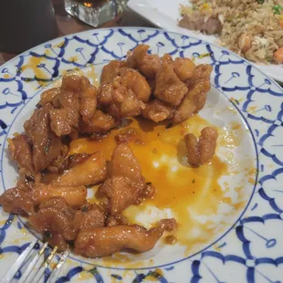 Orange chicken. Crispy chicken! Flavor packed!