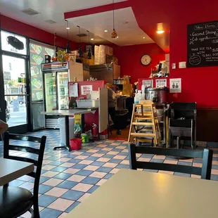 The dining area and view of the front counter