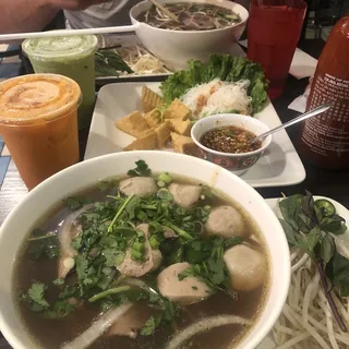Sliced Rare Steak and Tripe Pho