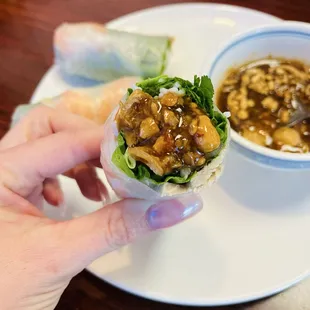 Spring roll with sauce