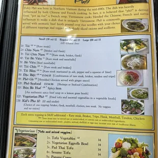 Menu - Pho